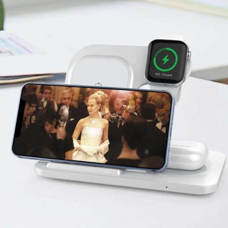 Base Carregador 5 em 1 Power Indução Magsafe Touch Screen Para iPhone Apple&nbsp;Watch&nbsp;AirPods